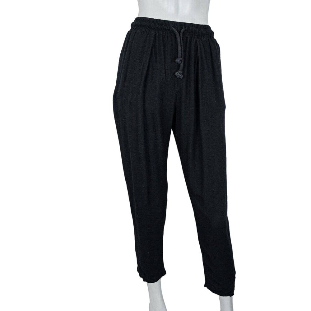 BLACK CRANE Drawstring Pants Black Rayon Wool Size XS